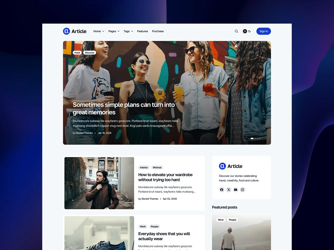 Article theme preview